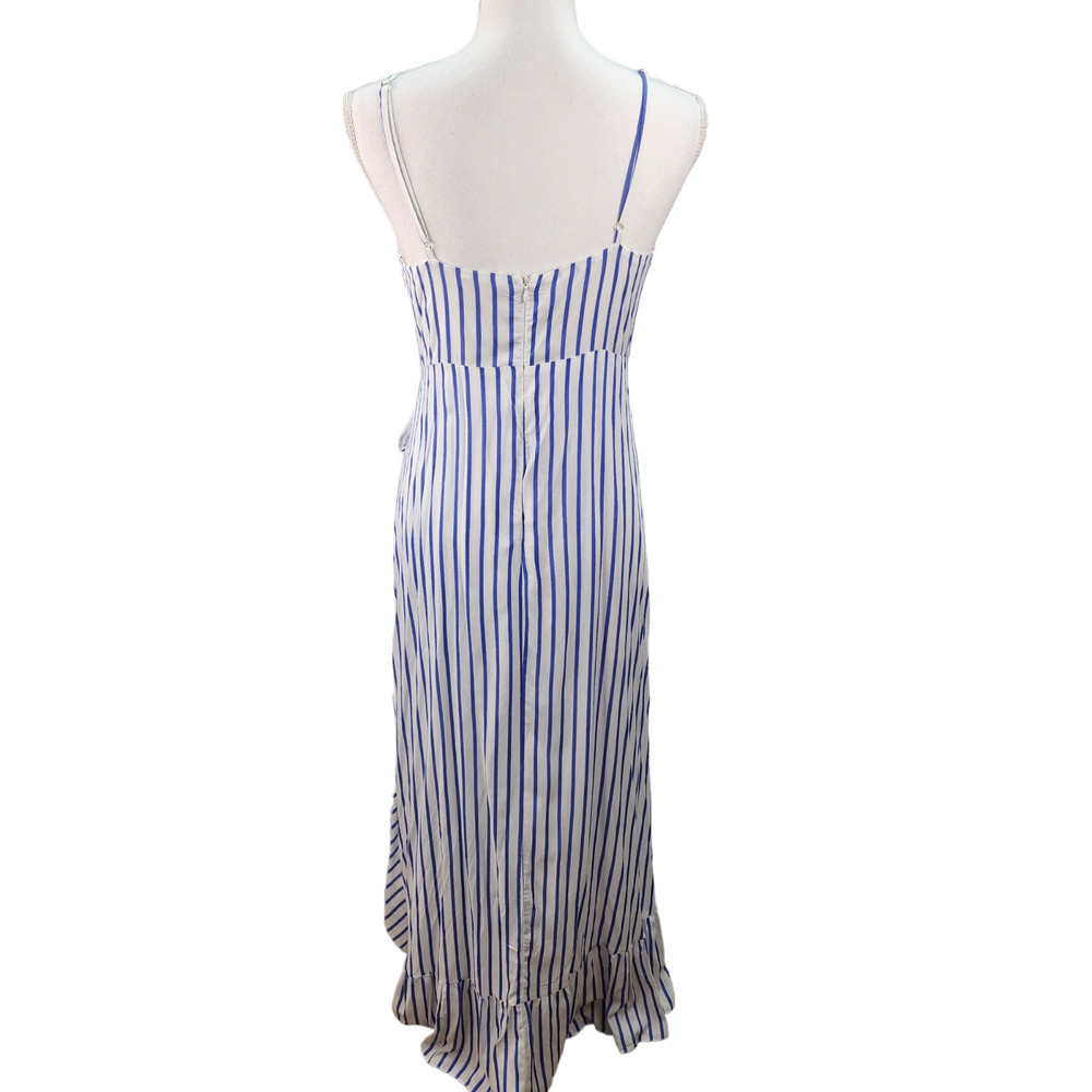 NWT Olia Wrap Sundress JR Medium Blue White Stripe Dress Pockets Built-In Shorts - Picture 4 of 16